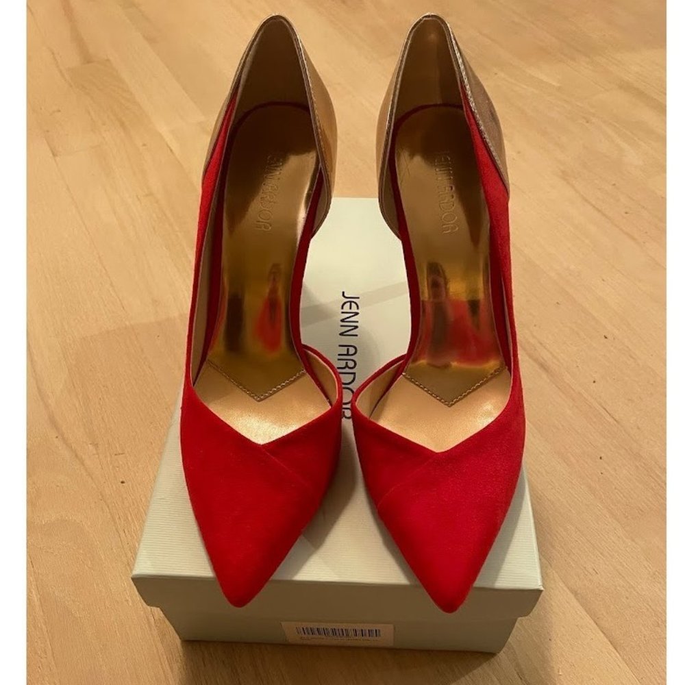 Jenn Ardor sexy red heels w/ rose gold size 9.5